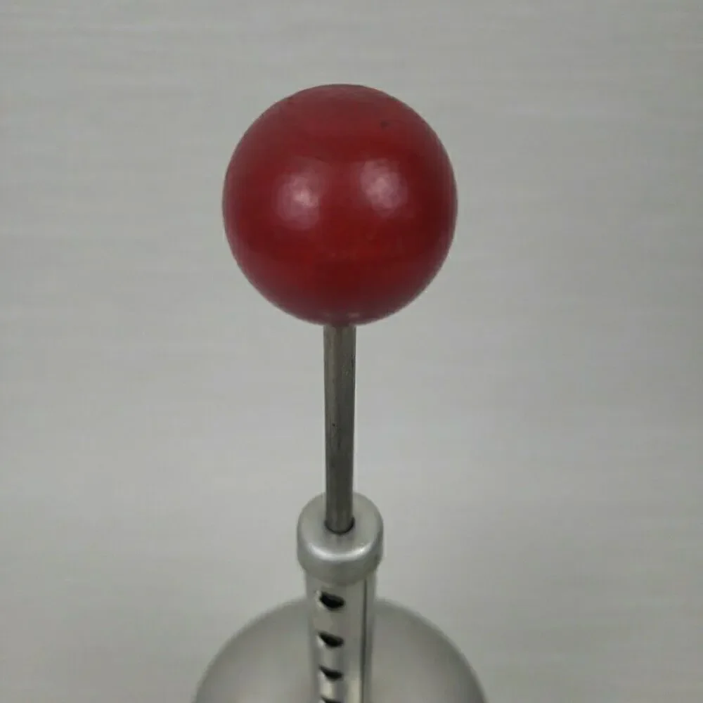 Vintage 14 oz Nut Chopper Red Wood Knob Glass Jar MCM Kitchen Gadget